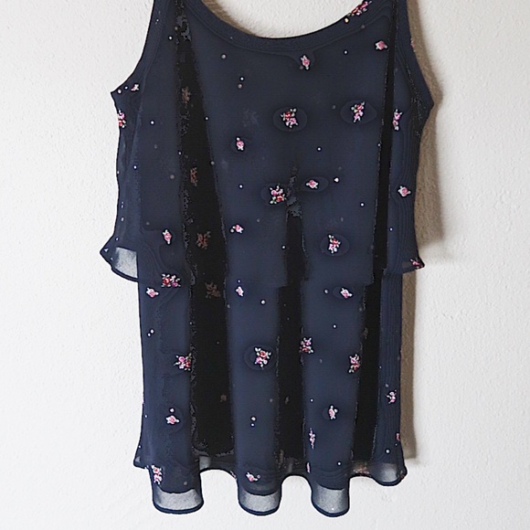 CABi navy blue floral tank adjustable straps - Picture 7 of 7